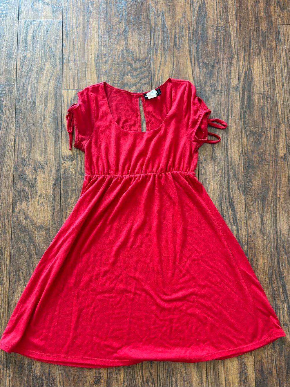 Wet Seal Red Short Sleeve Tie-Accent Dress